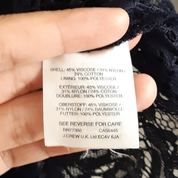 𝅺J.CREW Lace Tall Blouse with Built-in Cami Tank Navy Blue Size 2T - Picture 8 of 9